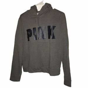 Vs Pink Cropped Gray Hoodie